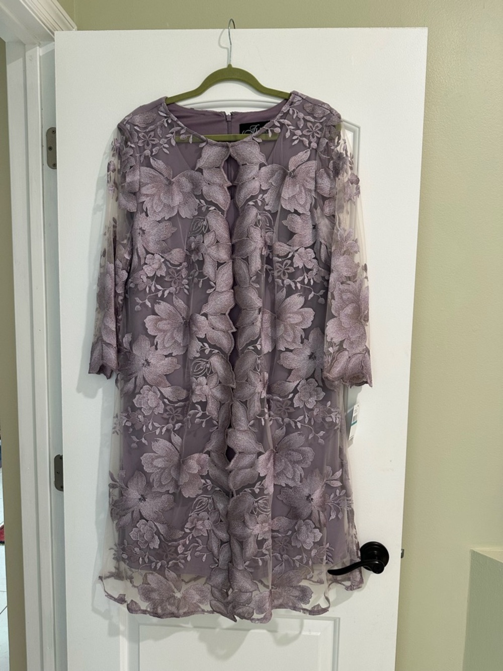 Alex Evenings Smokey Orchid Floral Embroidered Dress